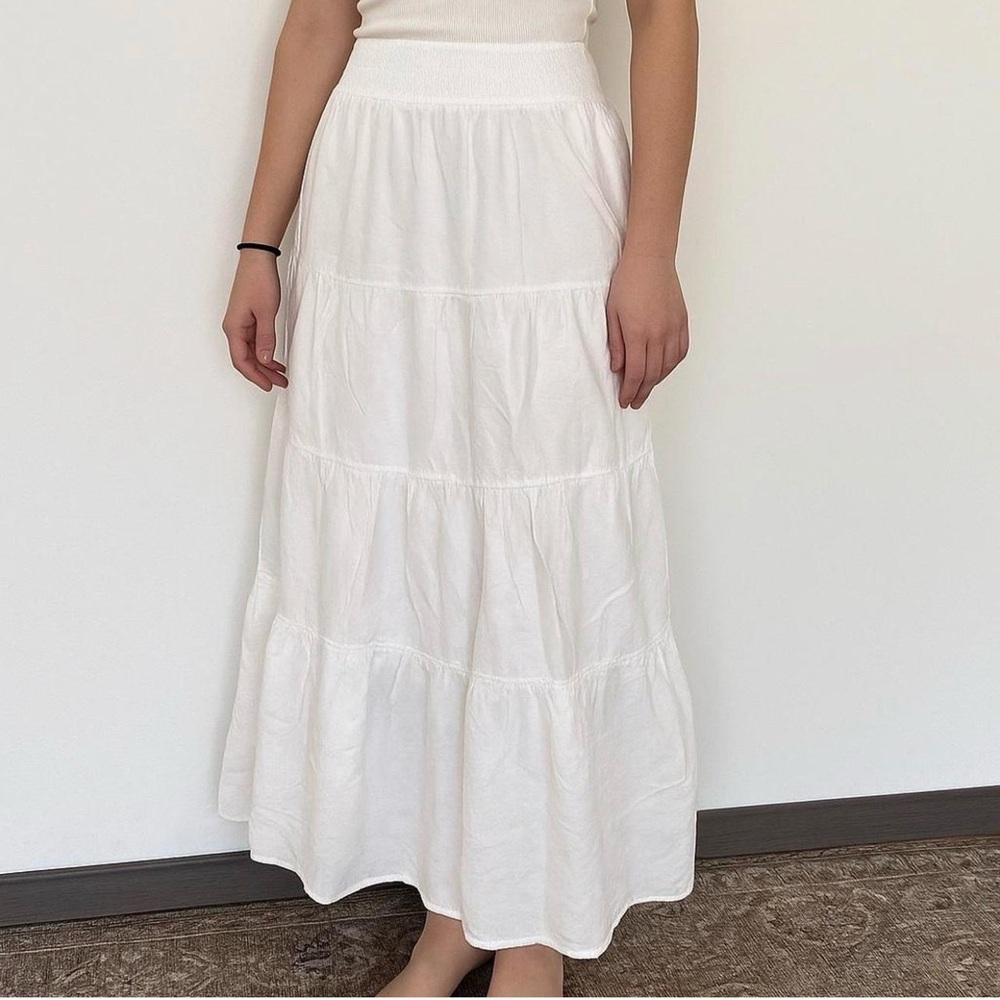 SOLD NWT White Ruffle Maxi Skirt